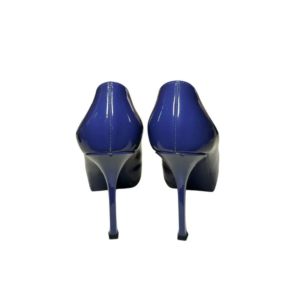SAINT LAURENT Tribtoo Blue Patent Leather Platform Heels Pumps NEW Authentic 39 - Picture 6 of 9